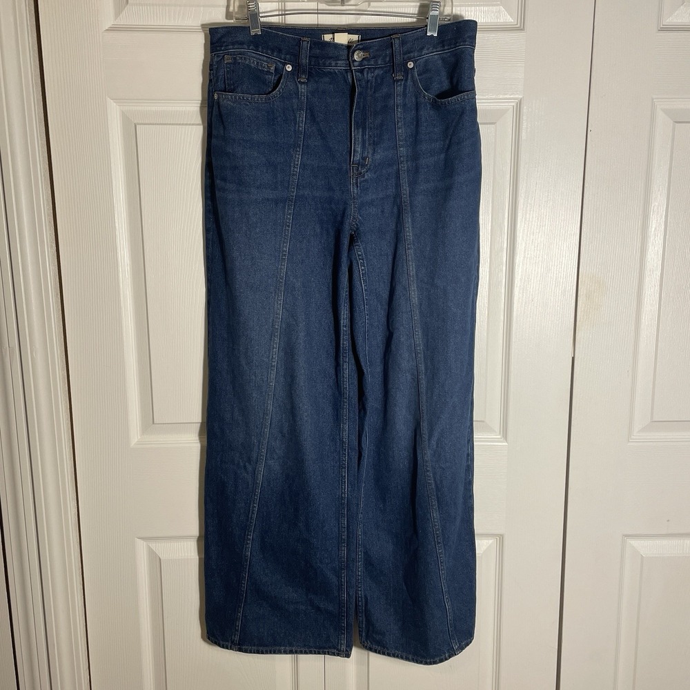 Madewell Superwide Leg Jeans Women 30 Blue Denim High Rise Dark Wash 100% Cotton
